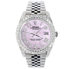 Rolex Datejust 5.9ct Lünette/Lünette/Scheiben/Rosa Perle Roman Zifferblatt Uhren
