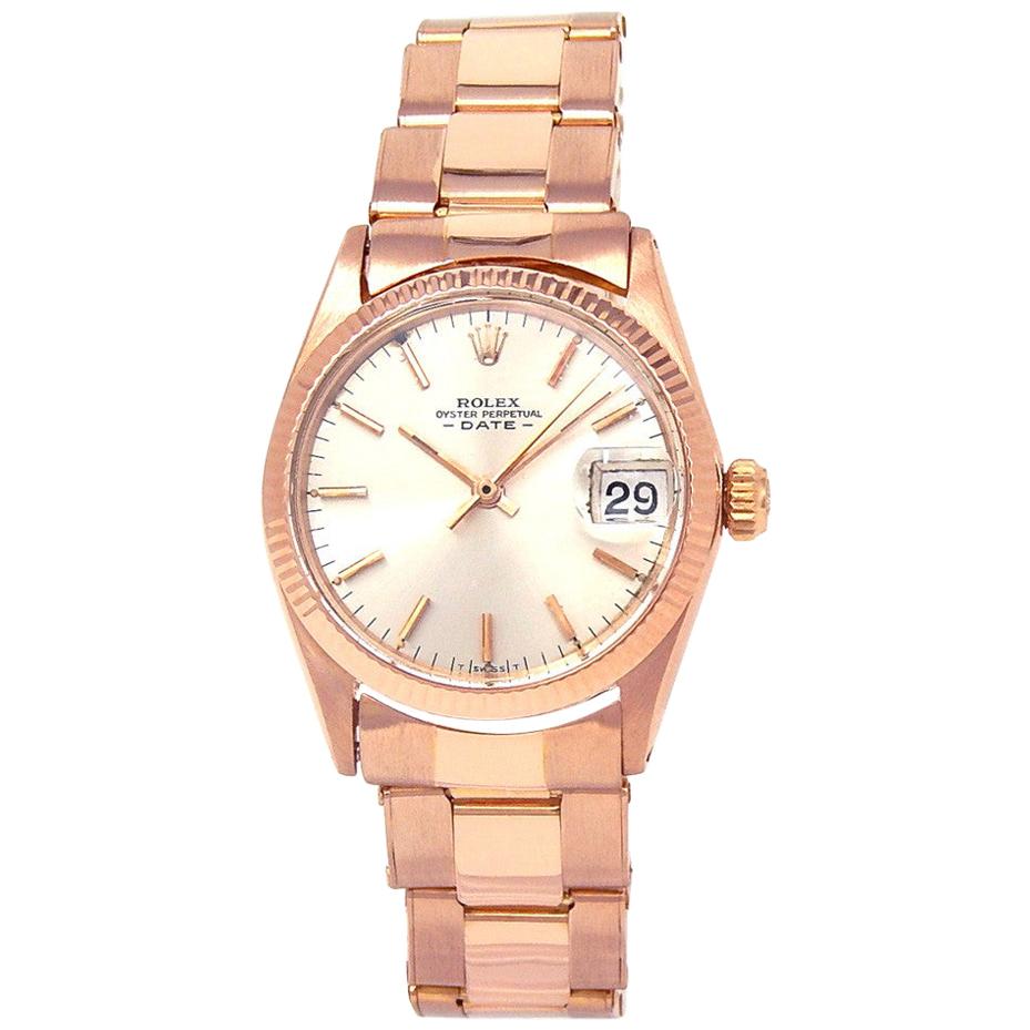 Rolex Datejust Reference #: 6627. Mens Automatic Self Wind Watch Rose Gold Silver 31 MM. Verified and Certified by WatchFacts. 1 year warranty offered by WatchFacts.
