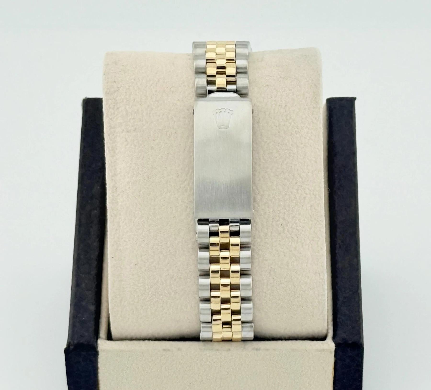 Women's or Men's Rolex Datejust 6824 White Roman Dial 14k Yellow Gold Stainless Stee For Sale
