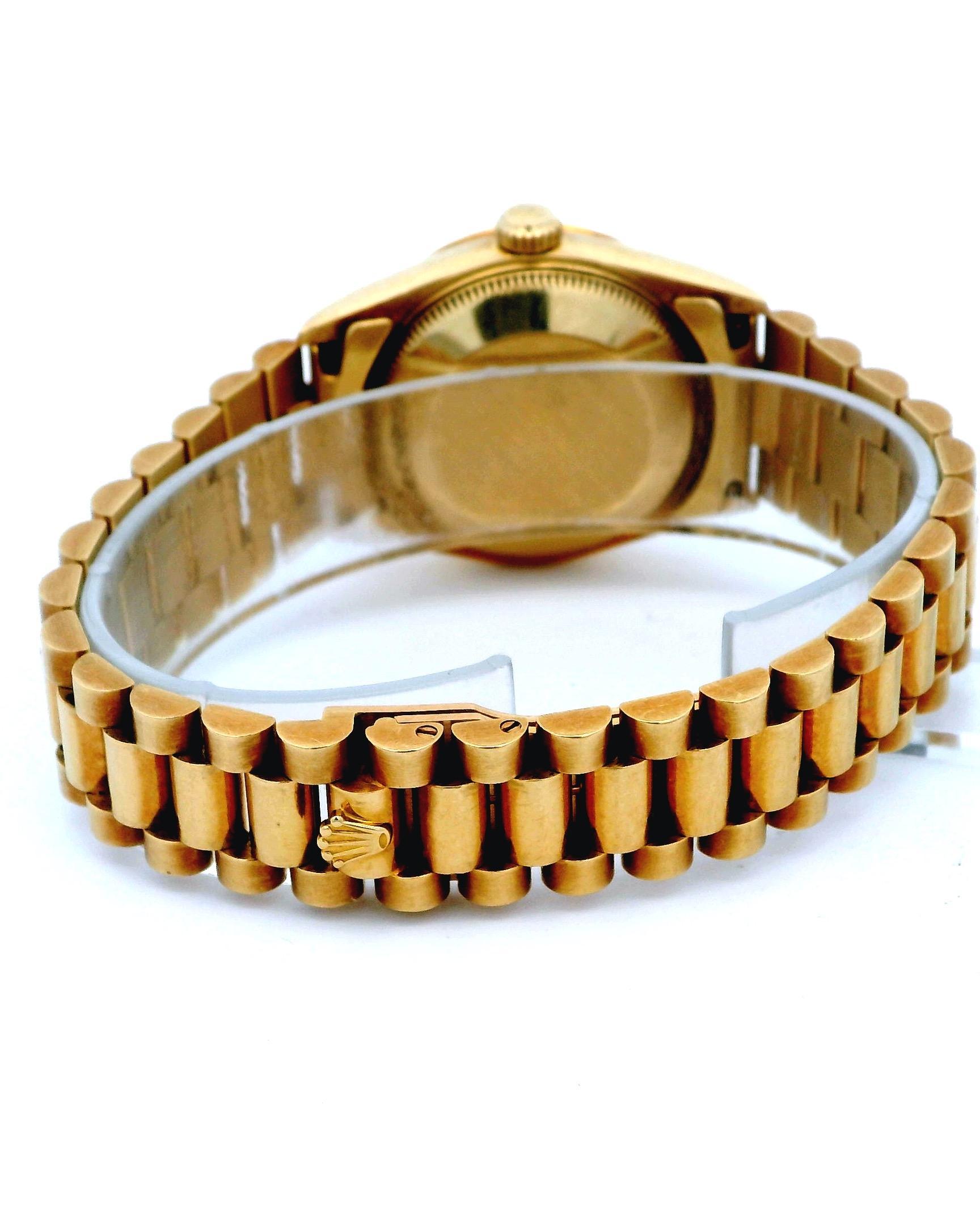 Women's Rolex Datejust 68258 18K Yellow Gold Midsize Ladies Watch For Sale