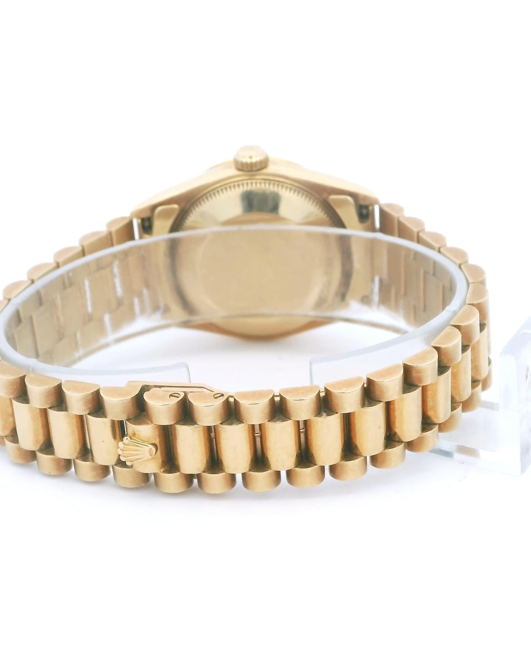 Rolex Datejust 68258 18K Yellow Gold Midsize Ladies Watch For Sale 2