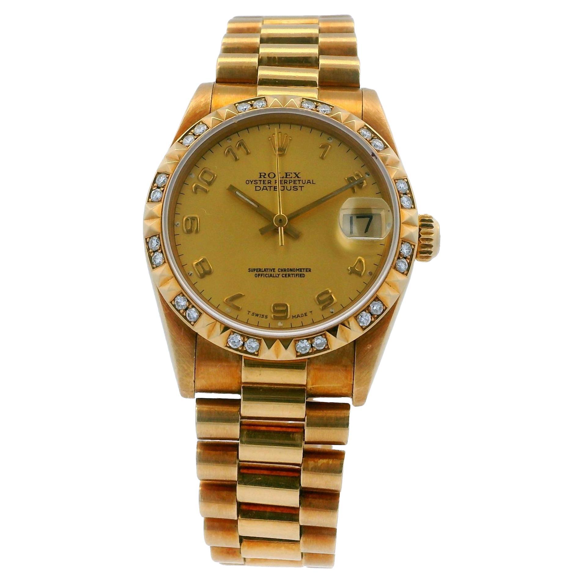 Rolex Datejust 68258 Orologio da donna di medie dimensioni in oro giallo 18 carati