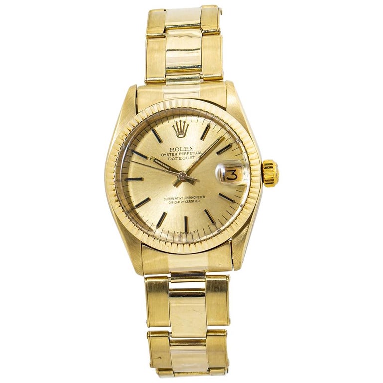 Rolex Datejust 6827 Oyster 14K Yellow Gold Midsize Automatic Watch at  1stDibs | rolex datejust 14k gold, rolex 6827 gold, rolex hallmarks