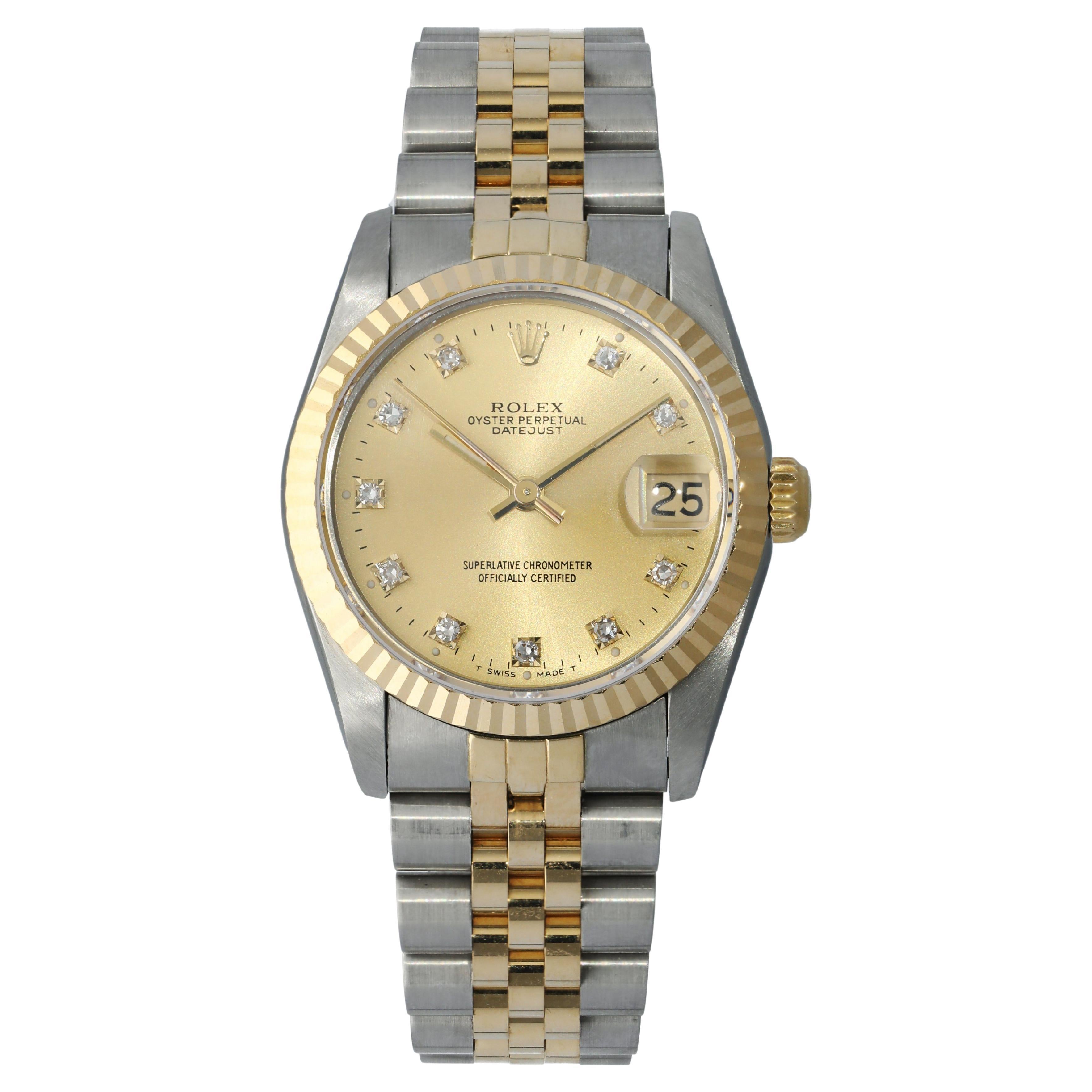 Rolex Datejust 68273 Diamond Dial Ladies Watch