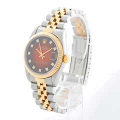 Rolex Datejust 68273 Midsize 2-Tone Red Vignette Dial Watch