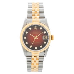 Rolex Datejust 68273 Midsize 2-Tone Red Vignette Dial Watch