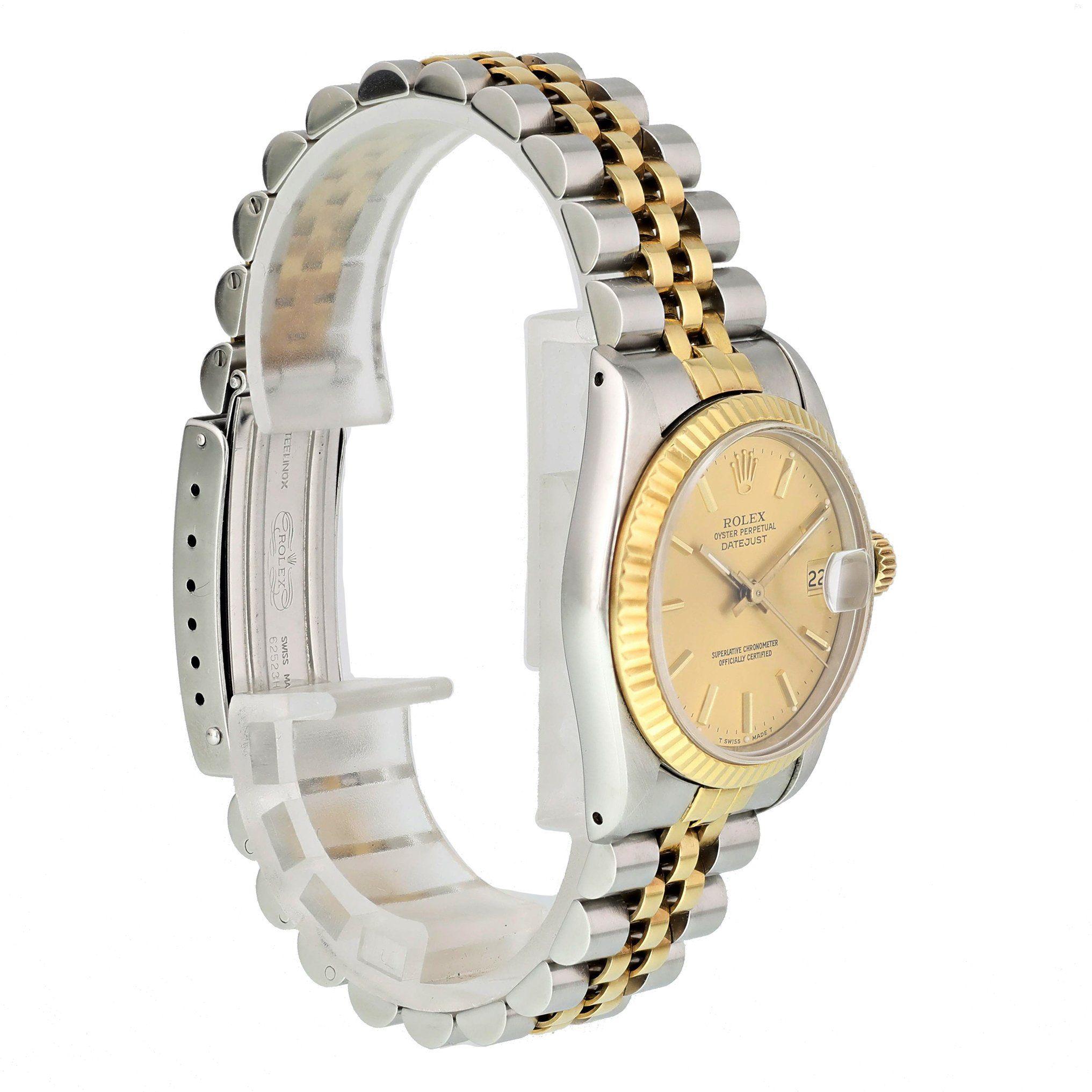 Rolex Datejust 68273 Midsize Ladies Watch In Excellent Condition For Sale In New York, NY