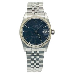 Reloj Rolex Datejust 68274 31mm Oro Blanco y Acero, Esfera Azul y Bisel Acanalado