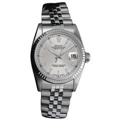 Rolex Datejust 68274 Silber-Stickerei-Zifferblatt mit geriffelter Lünette und Faltschließe