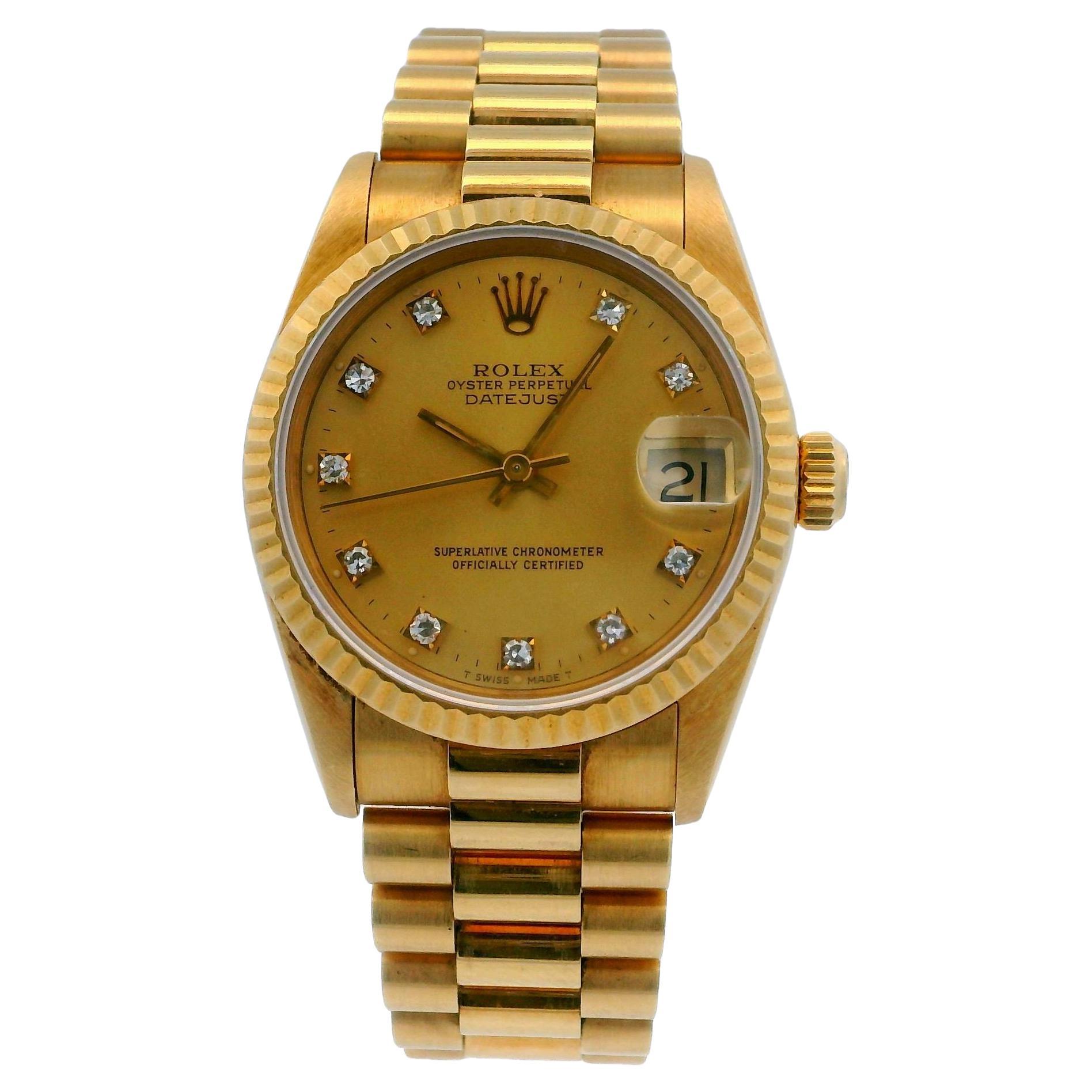 Rolex DateJust 68278 Diamond Champagne Dial Ladies Watch