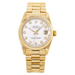 Vintage Rolex Datejust 68278 Factory Diamond Dial President 18K Gold Midsize Watch