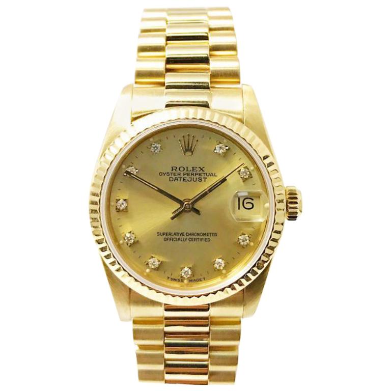 Rolex Datejust 68278 With 6.5 in. Band & Yellow Dial