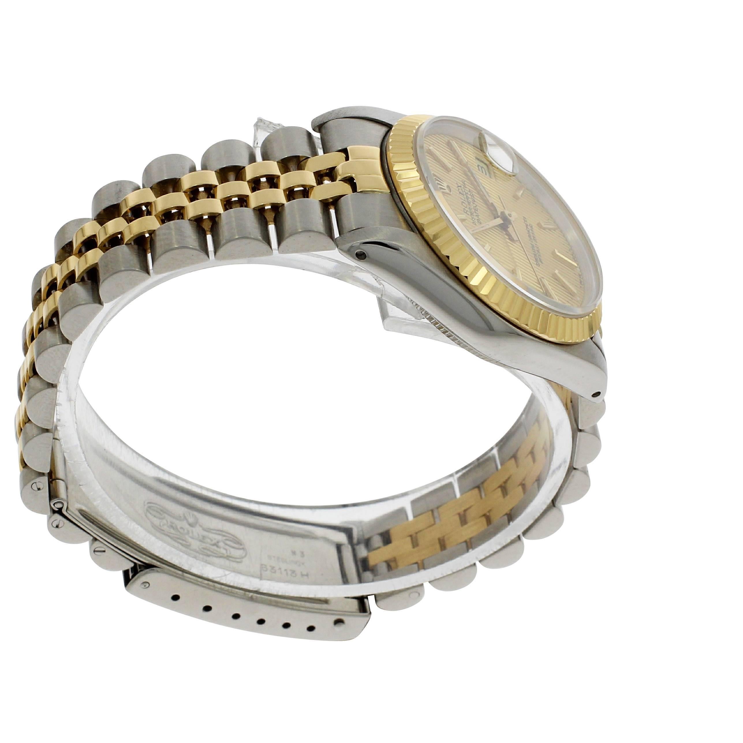 Rolex Yellow Gold Stainless Steel Datejust Wristwatch Ref 68723, 1991 7