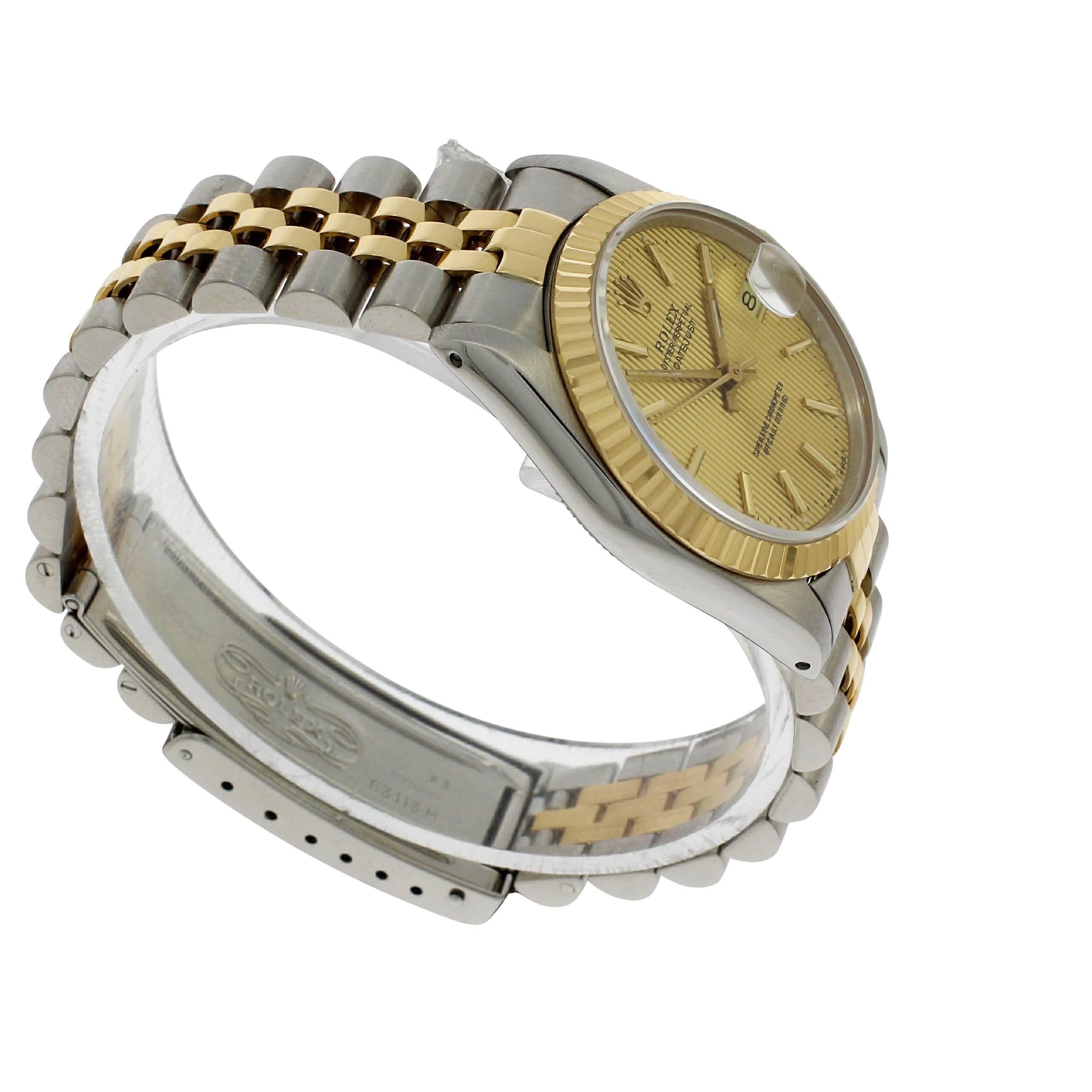 Rolex Yellow Gold Stainless Steel Datejust Wristwatch Ref 68723, 1991 8