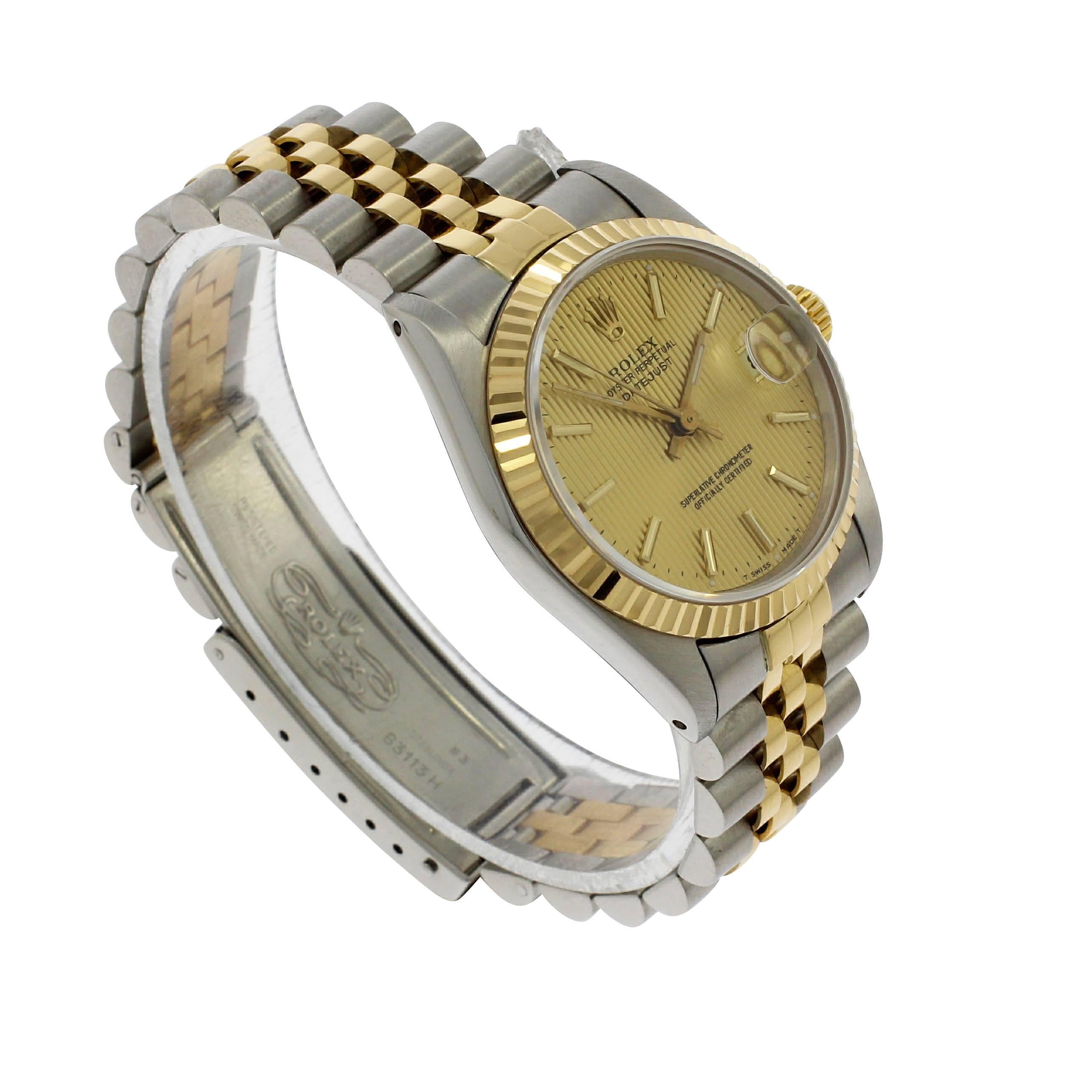 Rolex Yellow Gold Stainless Steel Datejust Wristwatch Ref 68723, 1991 9