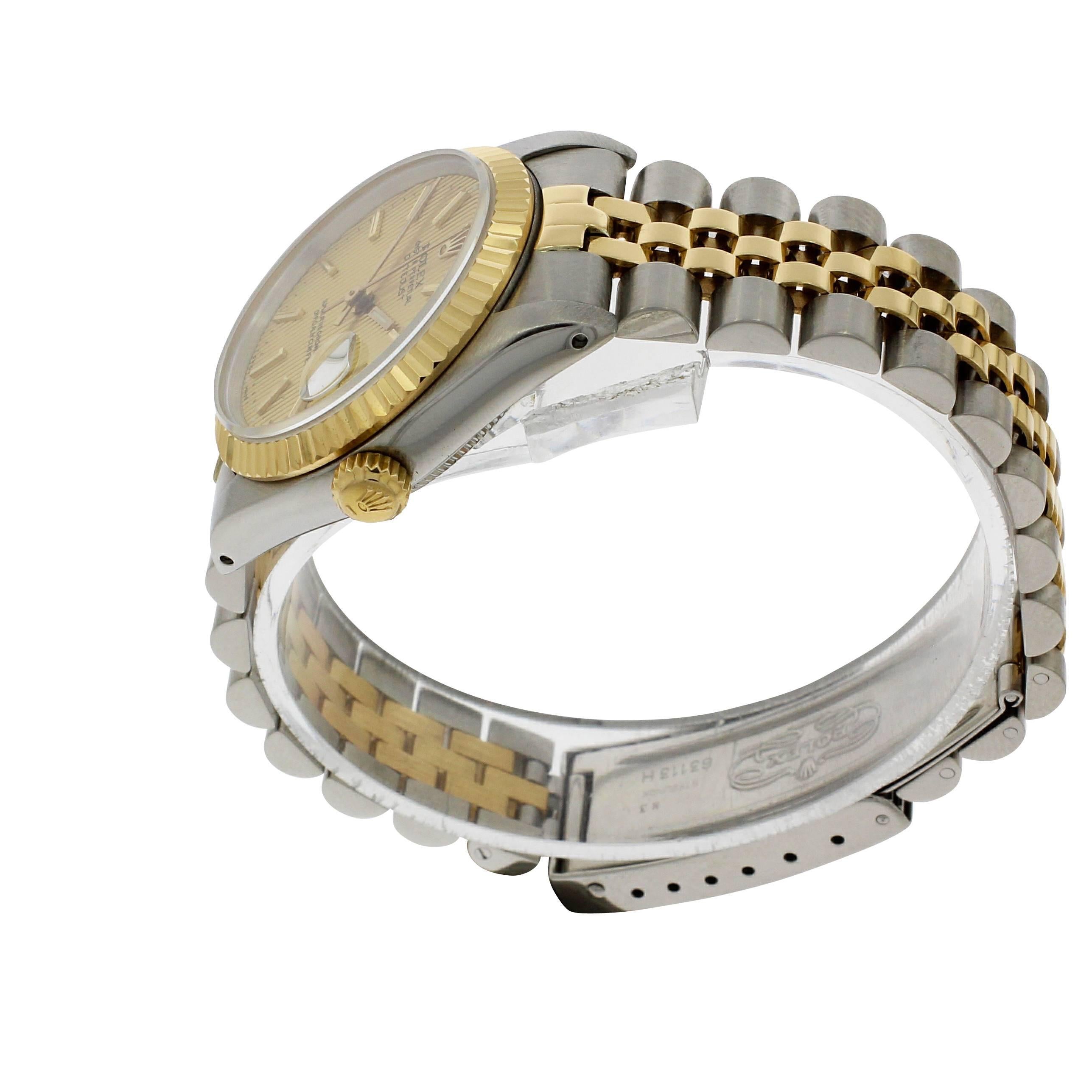 Women's or Men's Rolex Yellow Gold Stainless Steel Datejust Wristwatch Ref 68723, 1991