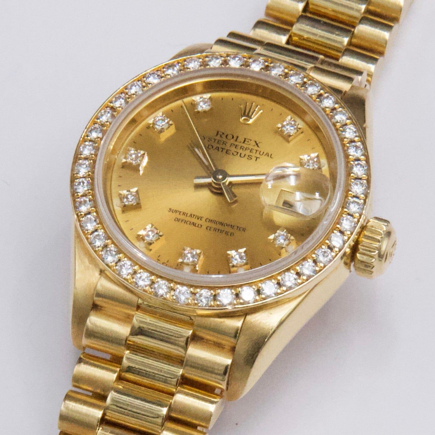 Rolex Datejust 69138 Diamond Dial & Bezel Ladies Watch Caja Papeles en Excelente estado para la venta en Great Neck, NY