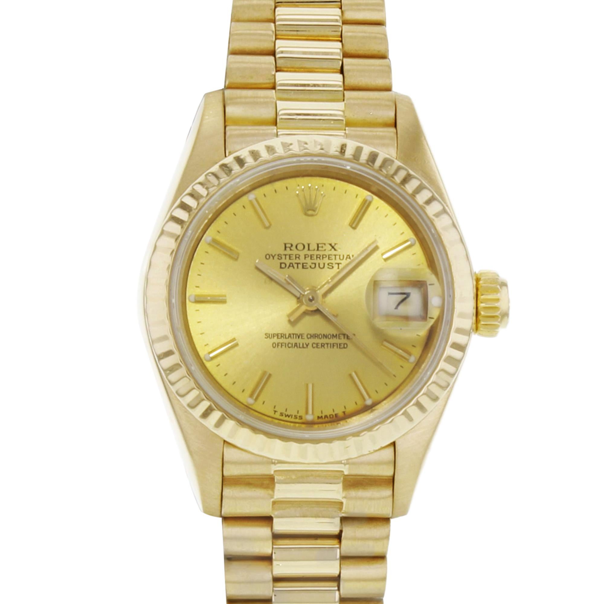 Rolex Datejust 69138 18K Yellow Gold 1986 President Ladies Watch