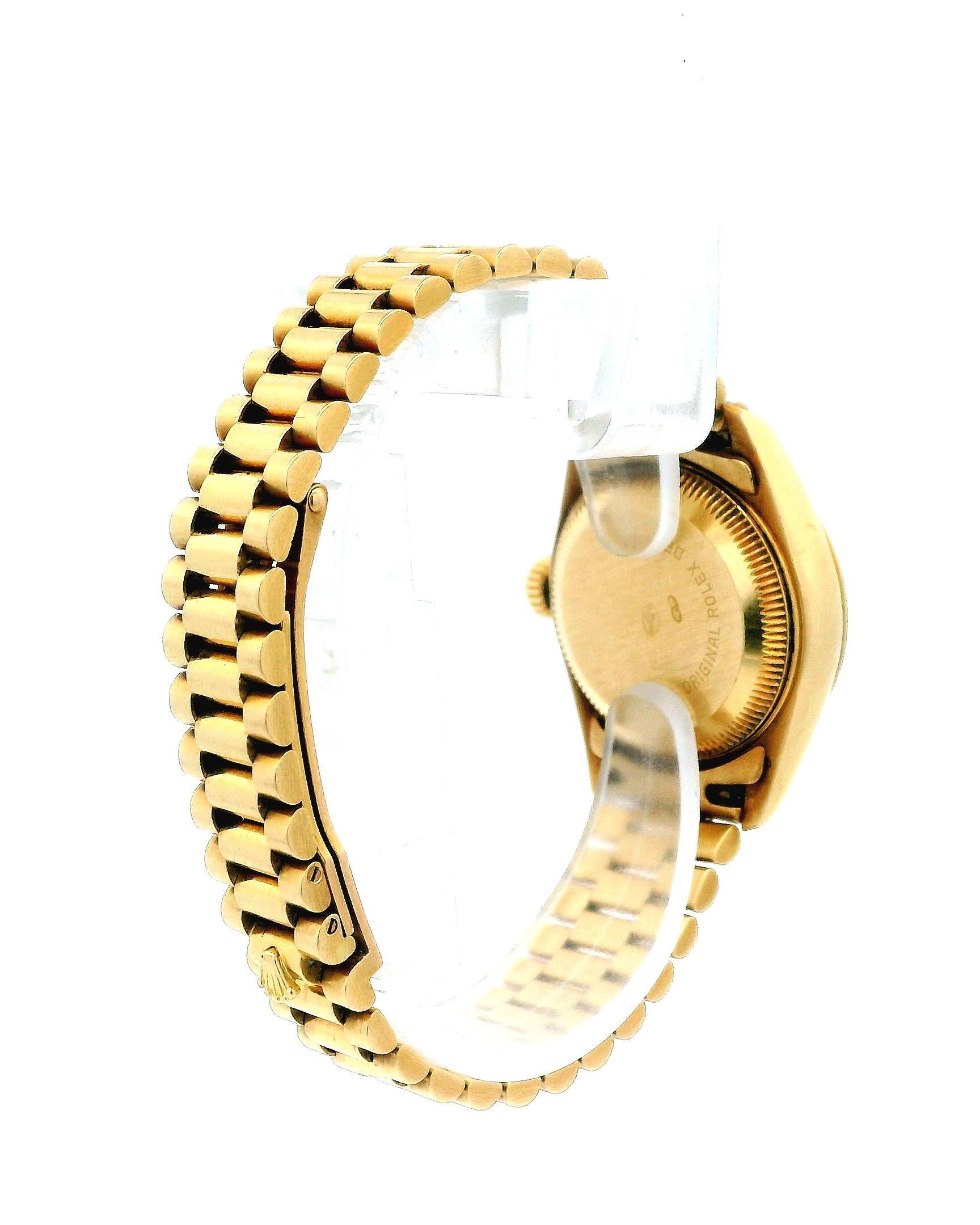 Rolex Datejust 69168 Montre pour dames en or jaune 18 carats avec cadran blanc. en vente 2