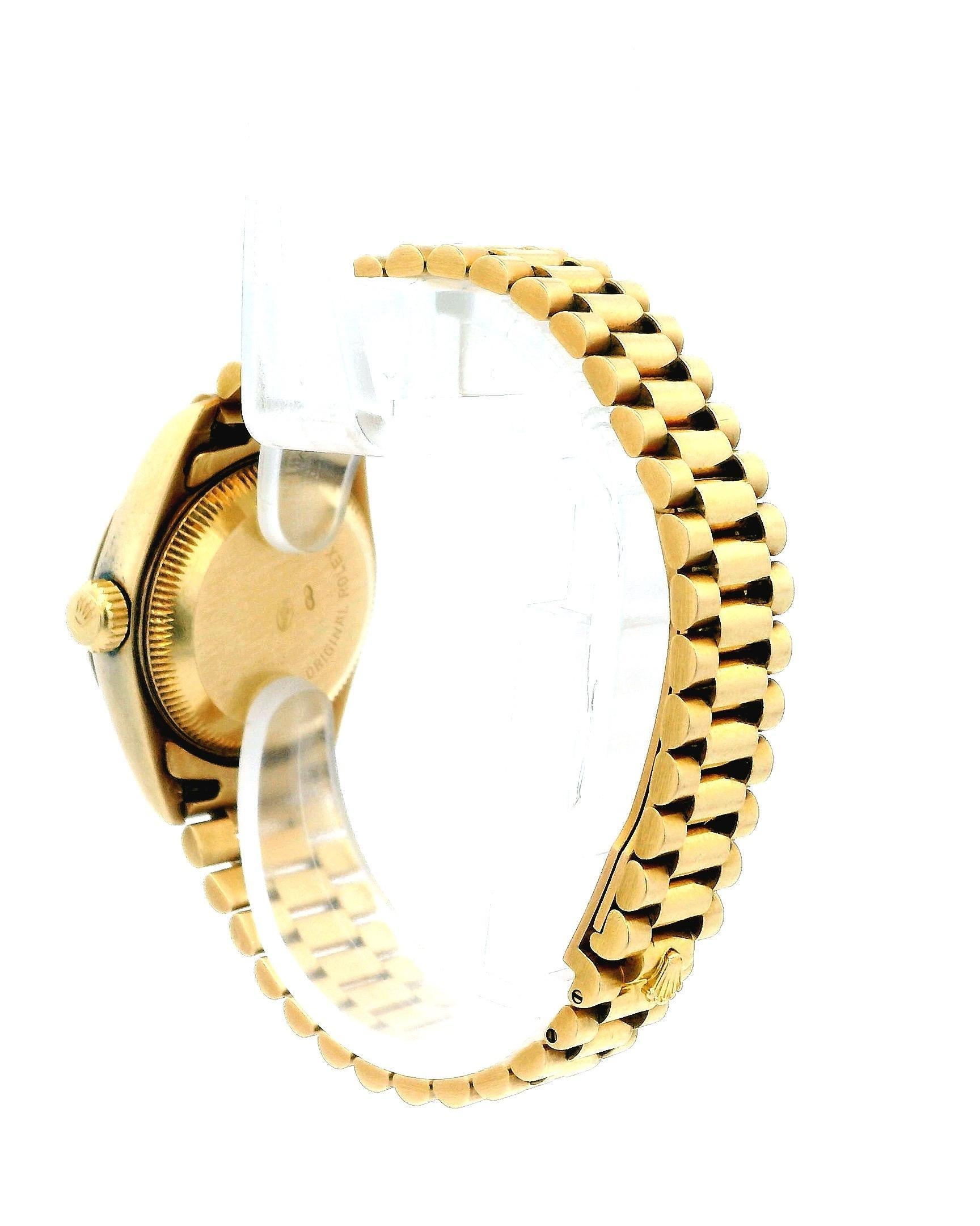 Rolex Datejust 69168 Montre pour dames en or jaune 18 carats avec cadran blanc. en vente 3