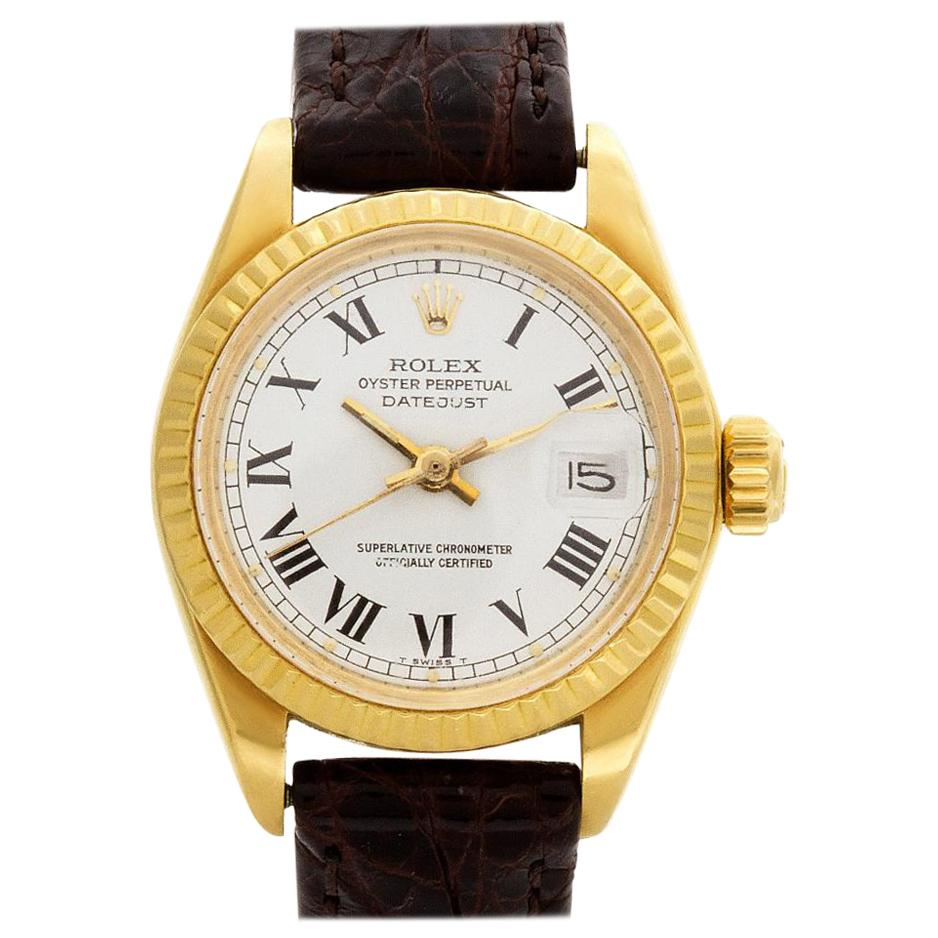 Rolex Datejust 6917 18 Karat White Dial Automatic Watch 'Certified Authentic' For Sale