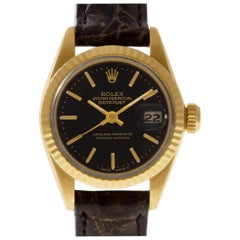 Rolex Datejust 6917 18 Karat Yellow Gold Black Dial Automatic Watch