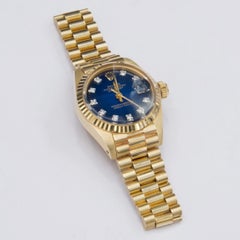 Rolex Datejust 6917 Diamond Blue Vignette Dial 18K Yellow Gold Ladies Watch