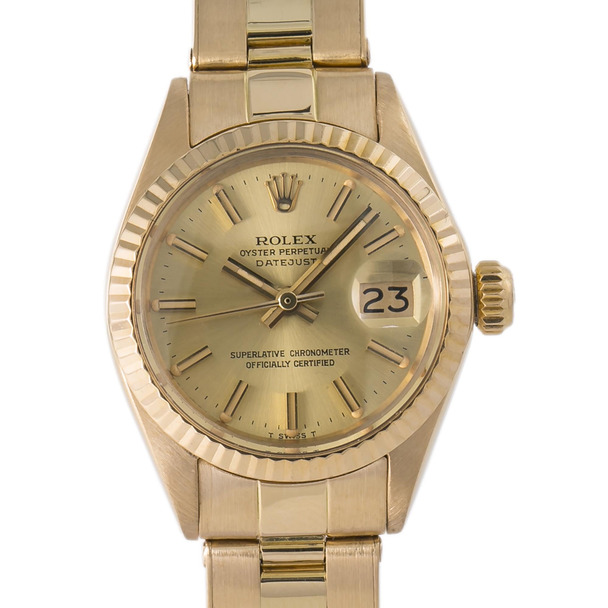 Rolex Datejust 6917  Gold Dial 18KYellow Gold Automatic Lady's Watch 26mm 