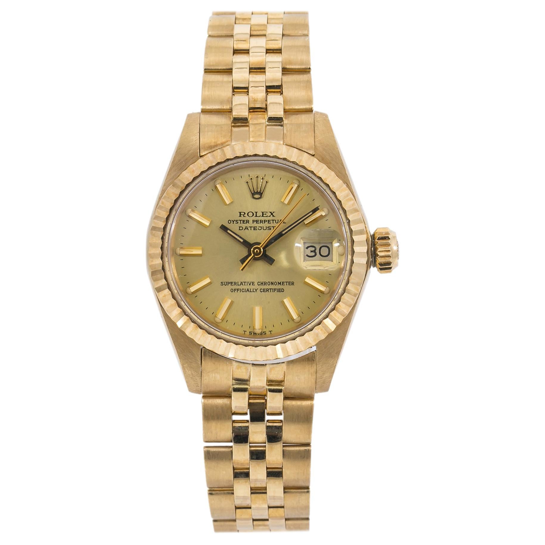 Rolex Datejust 6917 Ladies Automatic Watch 18 Karat Gold Champagne with Papers