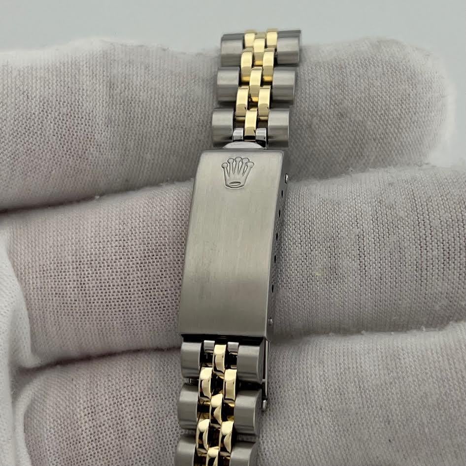 Rolex Datejust 6917 Perlmutt Saphir Zifferblatt Diamant Lünette Gold Stahl im Angebot 1