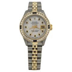 Rolex Datejust 6917 Mother of Pearl Sapphire Dial Diamond Bezel Gold Steel