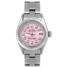 Rolex Datejust 6917 Pink Mother of Pearl String Diamond Dial Oyster Band
