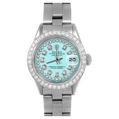 Rolex Datejust 6917 Turquoise String Diamond Dial Oyster Band 1ct Diamond Bezel