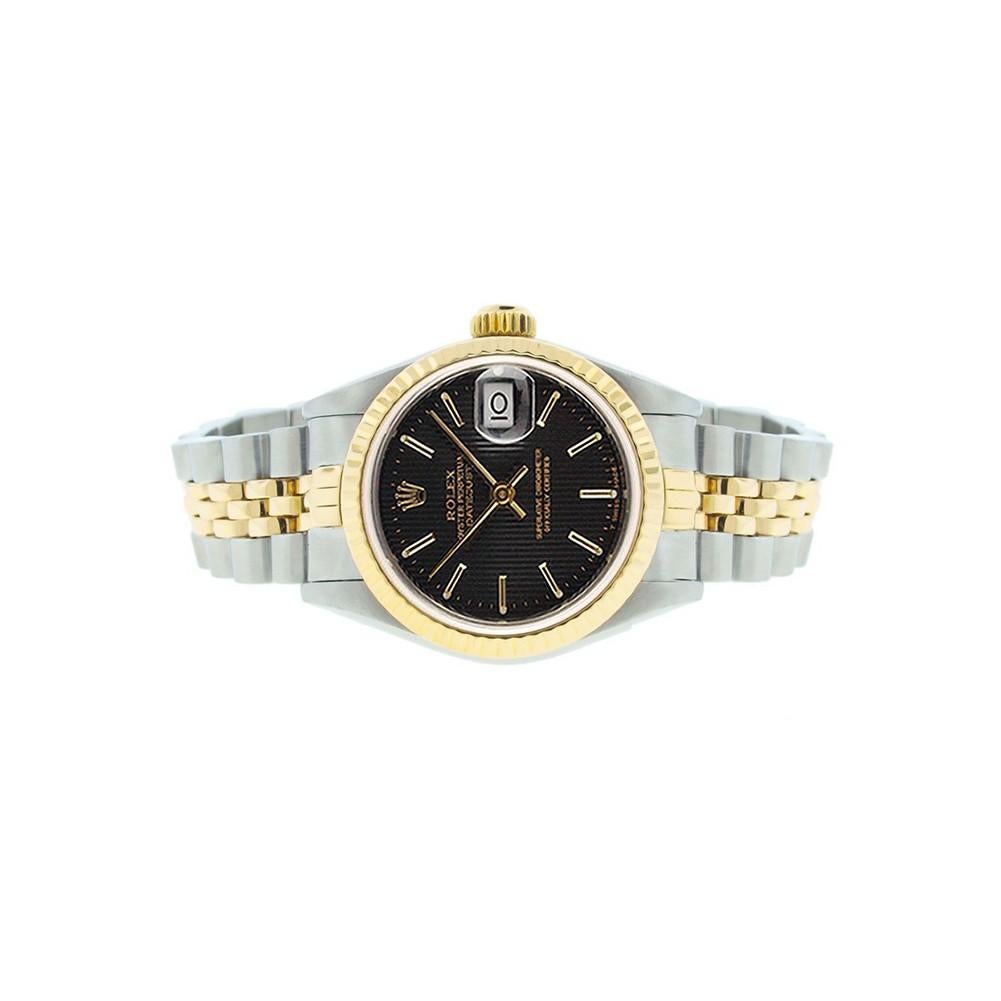 Rolex Datejust 69173, Black Dial, Certified and Warranty In Excellent Condition In Miami, FL