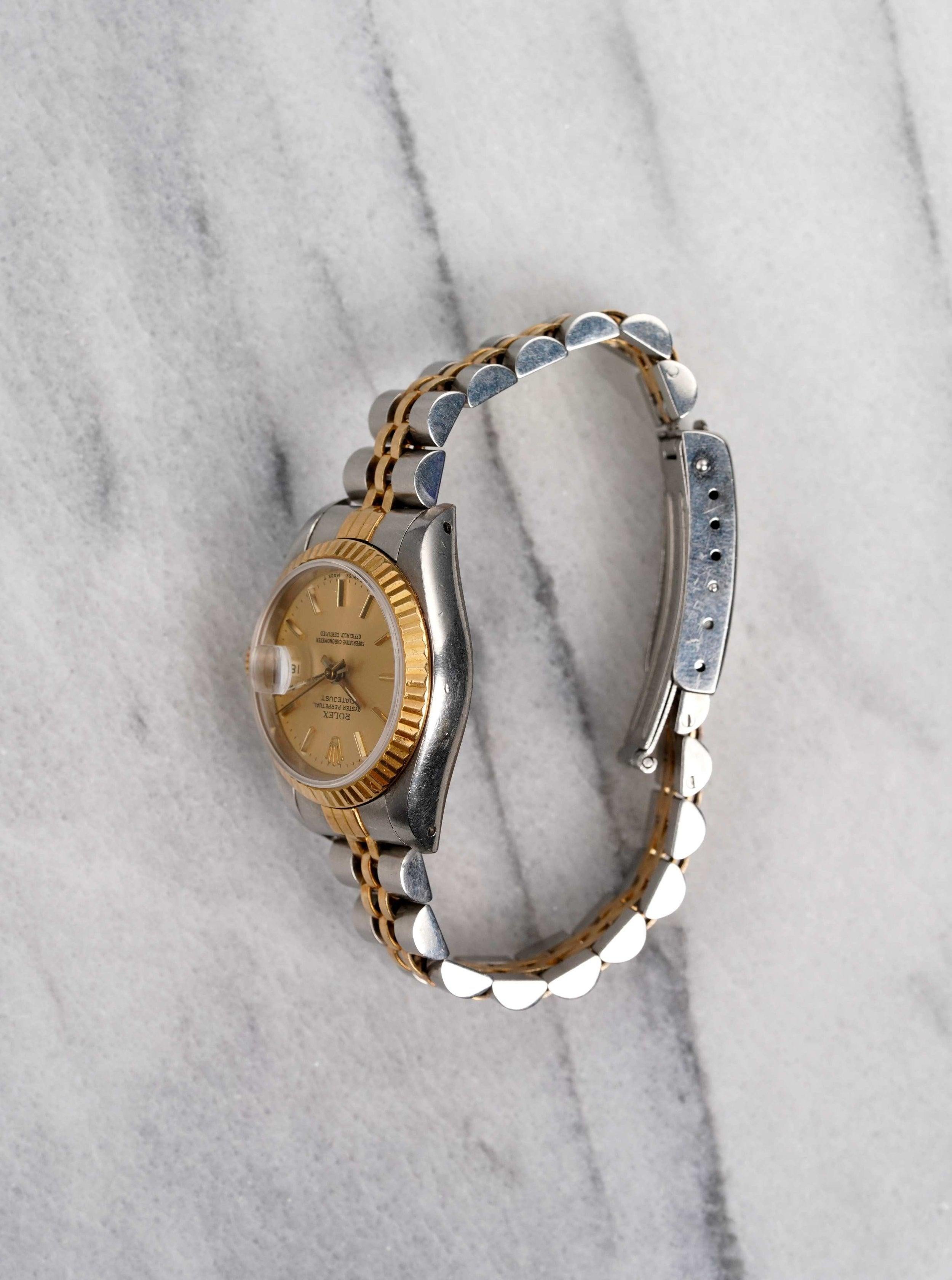 Rolex Datejust 69173 26mm zweifarbige Uhr in Stahl, 1980er im Zustand „Gut“ im Angebot in New York, NY