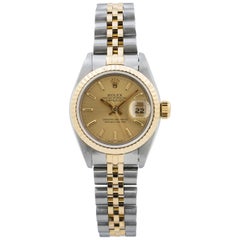 Rolex Datejust 69173 Automatic 18 Karat Two-Tone Lady's Watch Champagne Dial