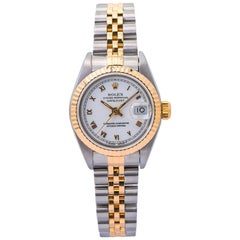Rolex Datejust 69173 Automatic Lady's Watch White Dial 18 Karat Gold and SS