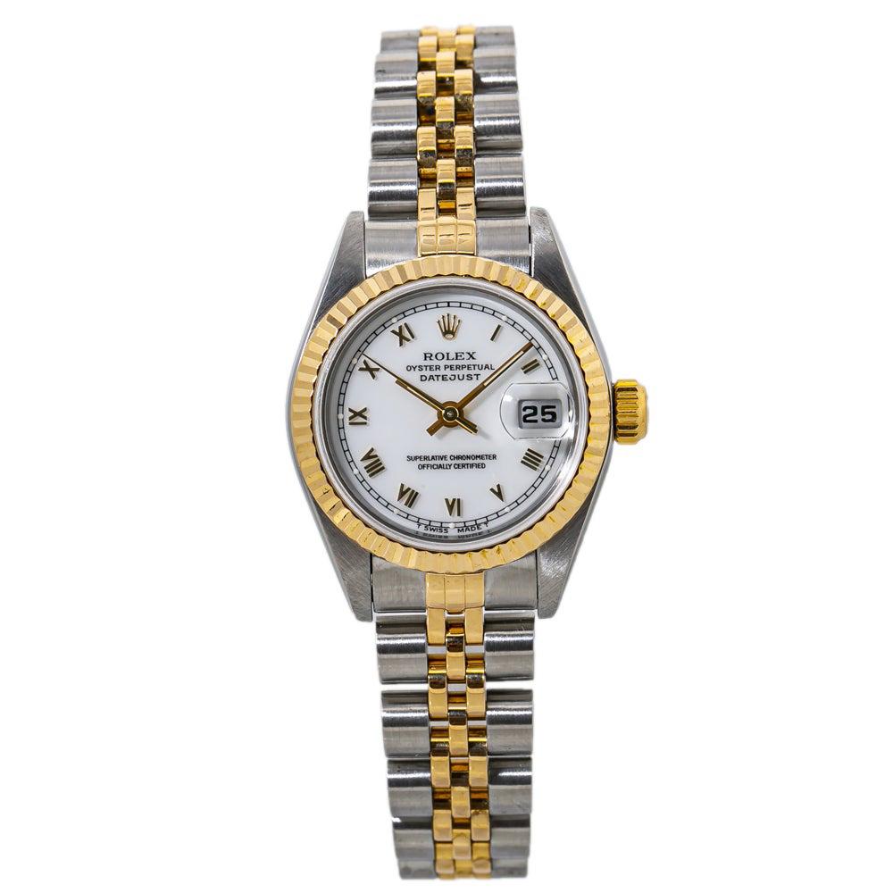 Rolex Datejust 69173 Automatic Lady
s Watch White Dial 18K Two Tone W/Paper