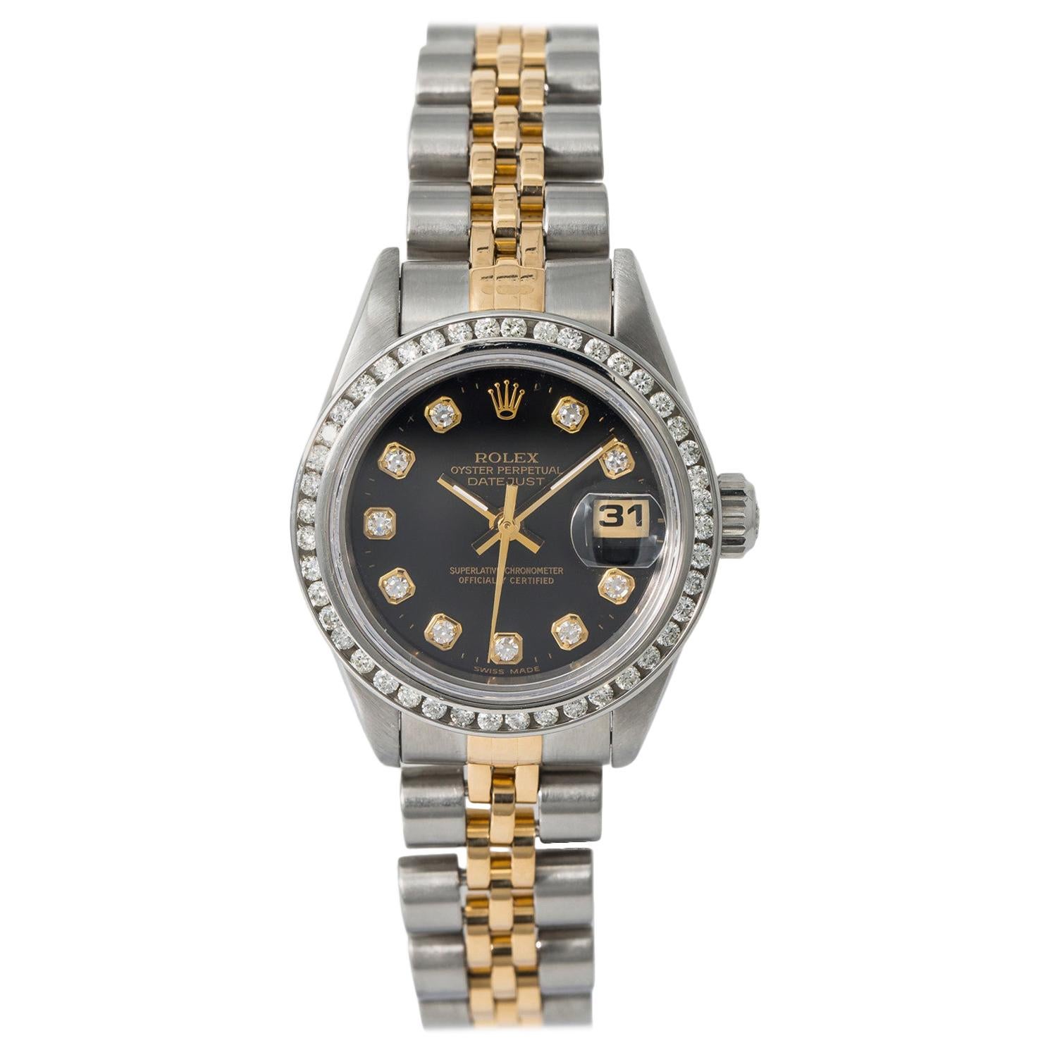 Rolex Datejust 69173, Black Dial, Certified and Warranty