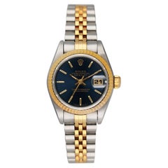 Rolex Datejust 69173 Damenuhr mit blauem Zifferblatt, komplettes Set