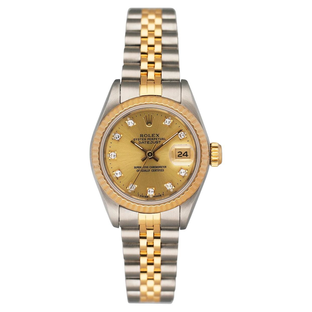 Rolex Datejust 69173 Diamond Champagne Dial Ladies Watch Box Papers