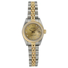 Vintage Rolex Datejust 69173 Diamond Dial Ladies Watch Box Papers