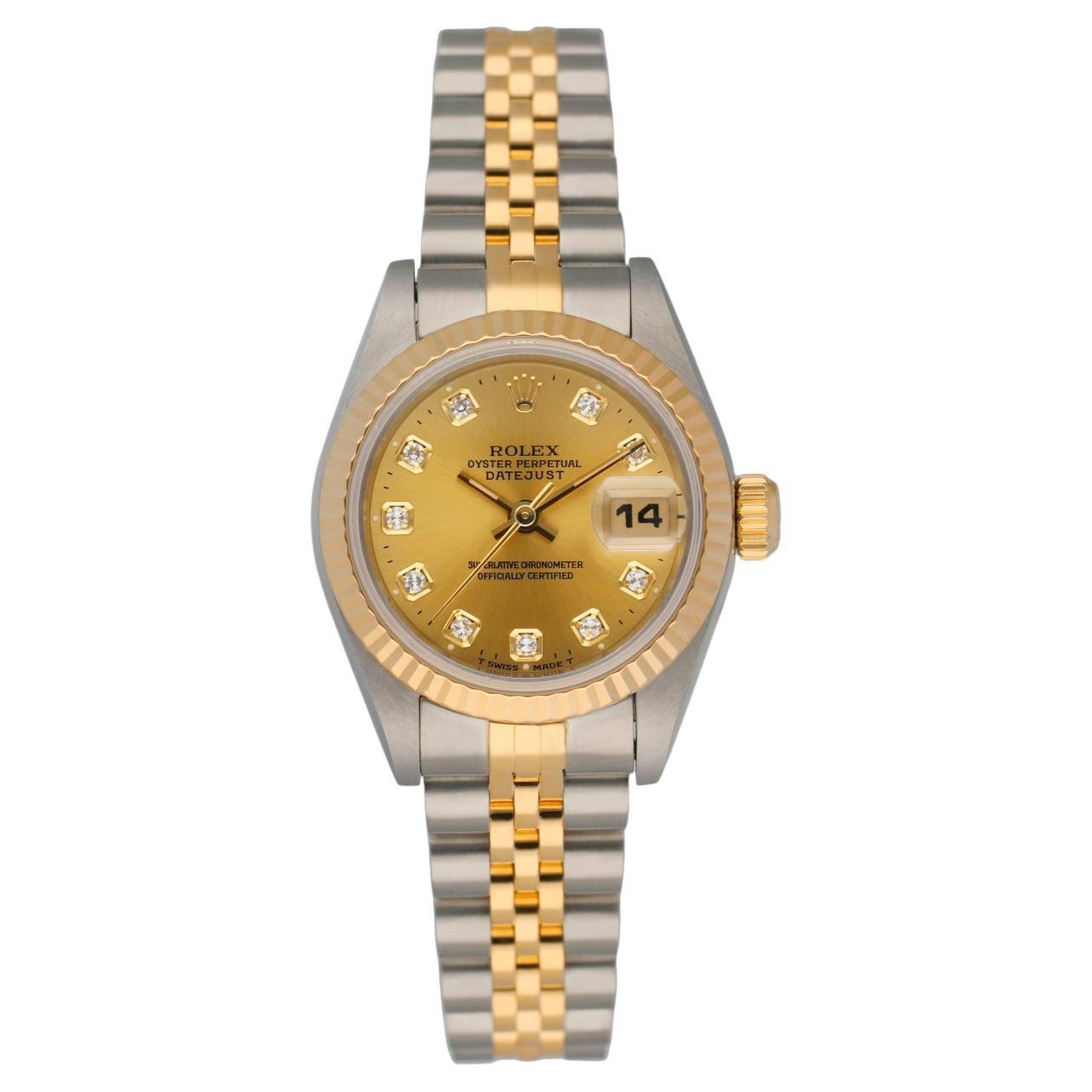 Rolex Datejust 69173 Diamond Dial Ladies Watch Box 
Papers