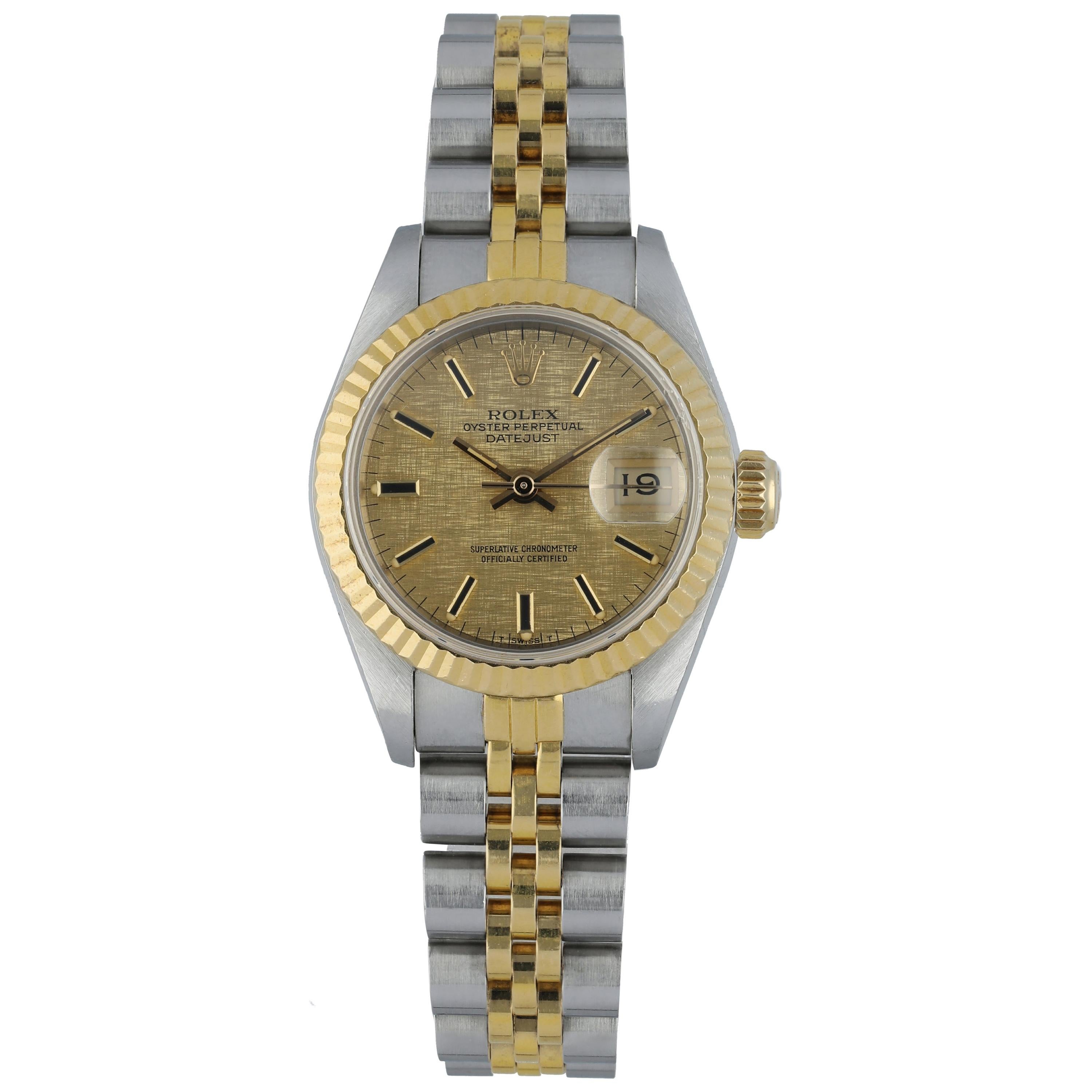 Rolex Datejust 69173 Linen Dial Ladies Watch Box Papers For Sale