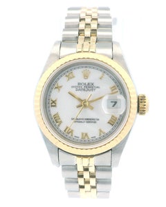 Rolex Datejust 69173 Steel Yellow Gold White Roman Dial Ladies Watch