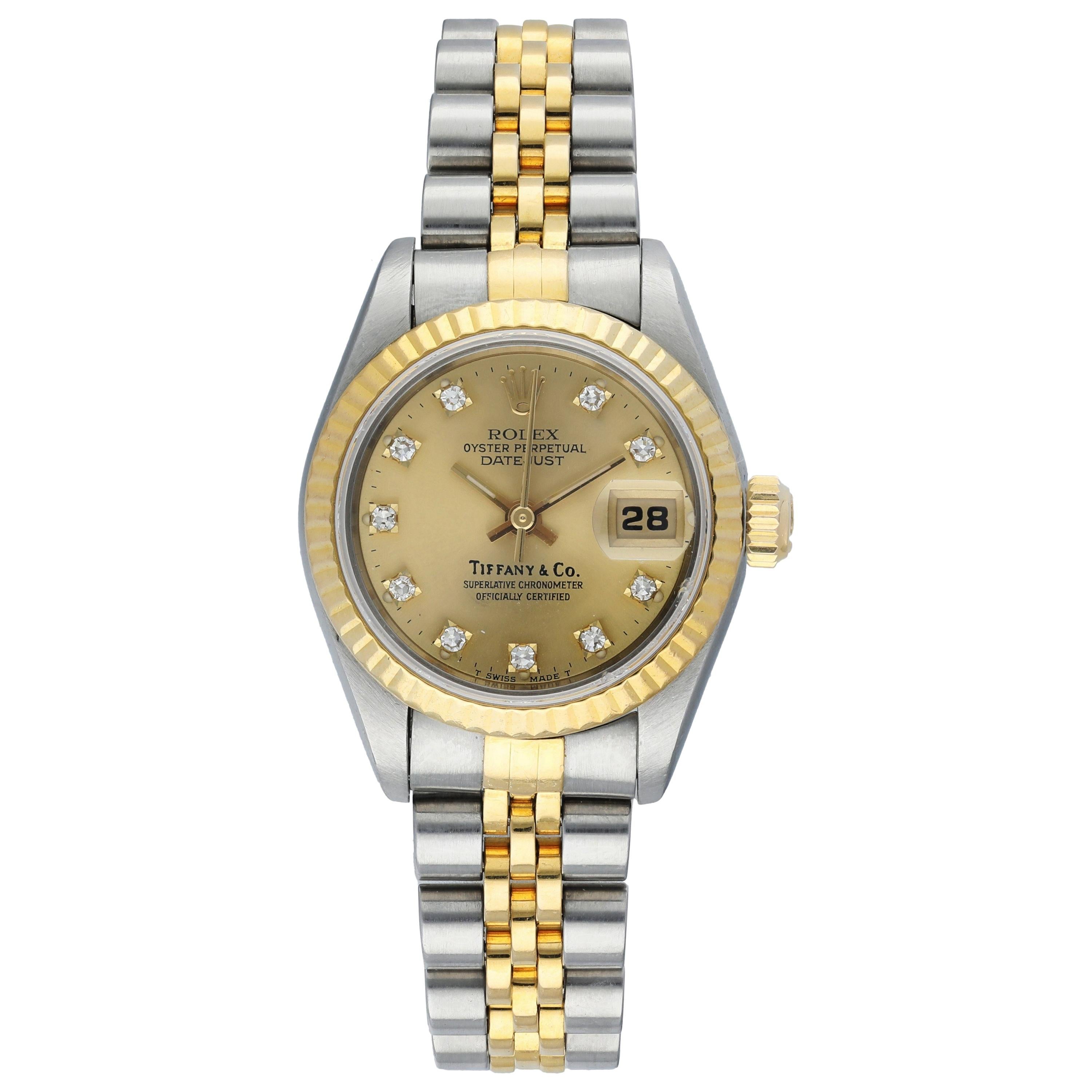 Rolex Datejust 69173 Tiffany & Co. Dial Ladies Watch For Sale