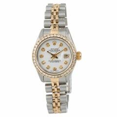 Rolex Datejust 69173 Womens Automatic Watch 0.84CT Diamond Bezel & White Dial
