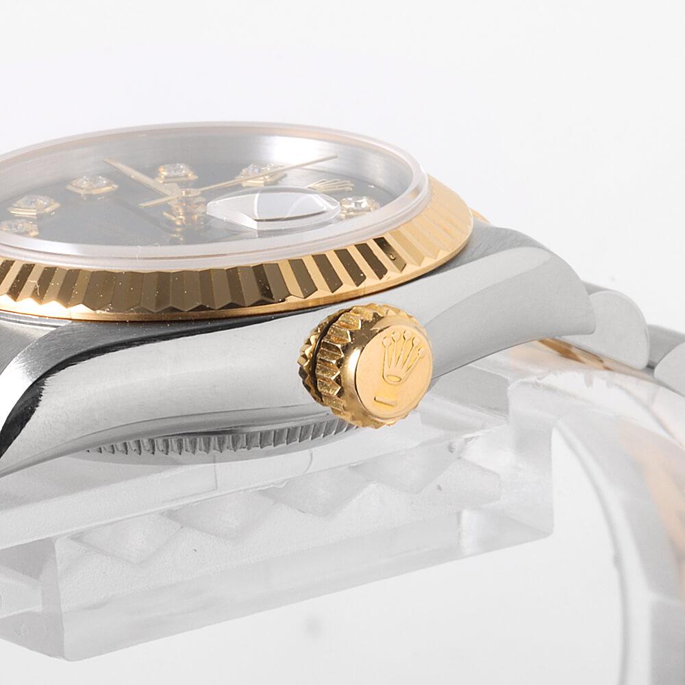 Rolex Datejust 69173G 10P Diamond Black Dial W No. - Elegant Used Ladies' Watch For Sale 2