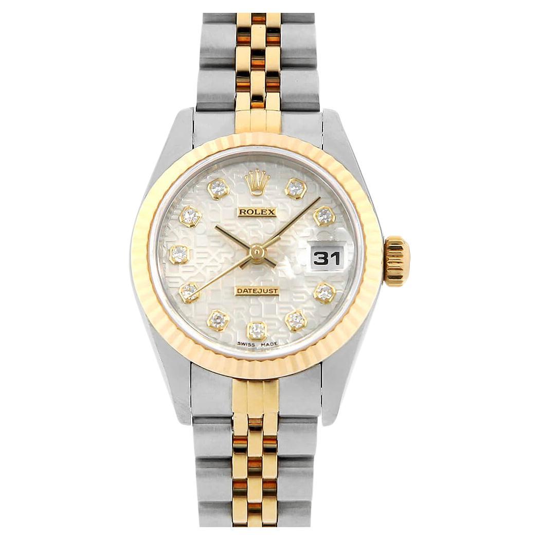 Rolex Datejust 69173G 10P Diamond, Silver Engraved Dial, U Series, Ladies' Watch
