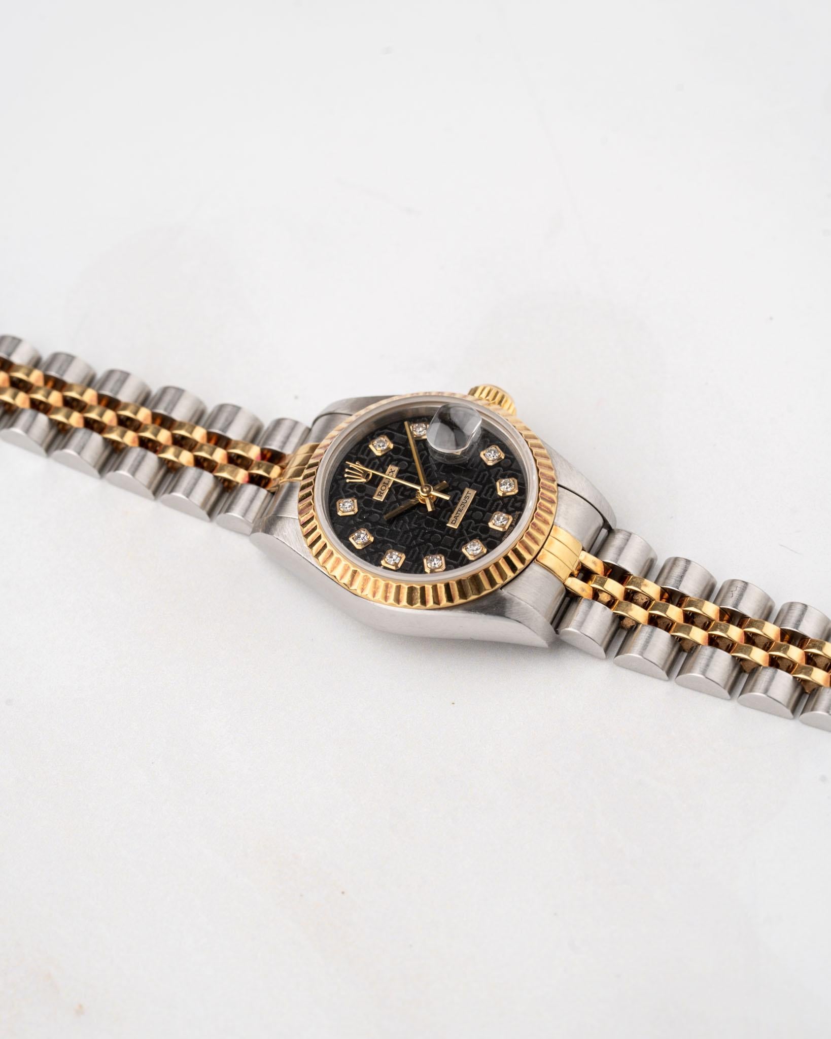 Rolex Datejust 69173G Computadora Diamante Esfera Negra YG/SS S4 Serie 1993 en venta 6